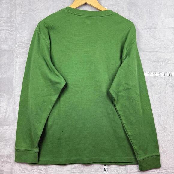 Y2K John Deere Green Long Sleeve Thermal Shirt Size L Logo Graphic Workwear Farm - Picture 5 of 6